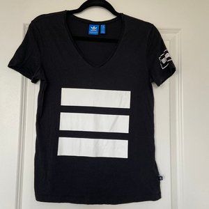 Adidas Black and white striped T-shirt